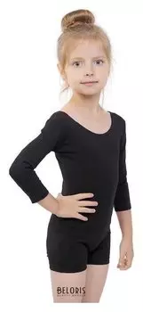 Купальник-шорты, рукав 3/4, размер 32, цвет чёрный