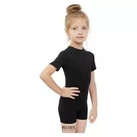 Купальник-шорты, с коротким рукавом, размер 44, цвет чёрный