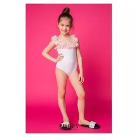 Купальник слитный для девочки Minaku "Paradise", размер 122-128, цвет белый