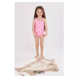 Купальник слитный Minaku с принтом сердца"Sunny Life",рост 116-122см(6),цвет розовый