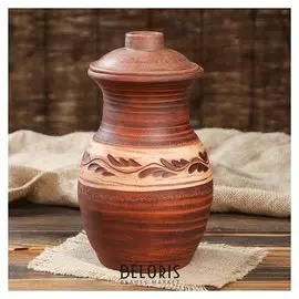 Кувшин "Крынка", 2 л, ангоб, красная глина