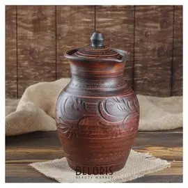 Кувшин с крышкой 2 л красная глина