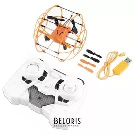 Квадрокоптер радиоуправляемый в защитной сетке с аккумулятором