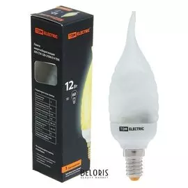 Лампа энергосберегающая Tdm, е14, 12 Вт, 2700 К, "Витая свеча на ветру", Sq0323-0140