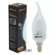 Лампа энергосберегающая Tdm, е14, 12 Вт, 4000 К, "Витая свеча на ветру", Sq0323-0141