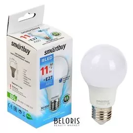 Лампа Cветодиодная Smartbuy, A60, E27, 11 Вт, 6000 К, холодный белый свет