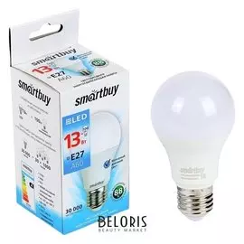 Лампа Cветодиодная Smartbuy, A60, E27, 13 Вт, 6000 К, холодный белый свет