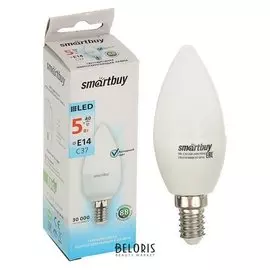 Лампа Cветодиодная Smartbuy, C37, E14, 5 Вт, 4000 К, дневной белый свет