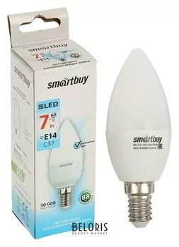 Лампа Cветодиодная Smartbuy, C37, E14, 7 Вт, 4000 К, дневной белый