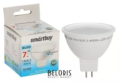 Лампа Cветодиодная Smartbuy, Mr16, Gu5.3, 7 Вт, 4000 К, дневной белый свет