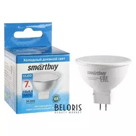 Лампа Cветодиодная Smartbuy, Mr16, Gu5.3, 7 Вт, 6000 К, холодный белый свет