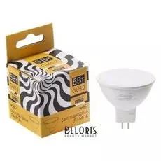 Лампа Cветодиодная спот Luazon Mr16, Gu5.3, 5 Вт, 450 Лм, 3000 K, теплый белый