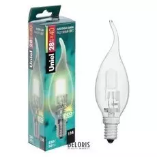 Лампа галогенная Uniel "Свеча на ветру", е14, 28 Вт, 230 В, радужное свечение