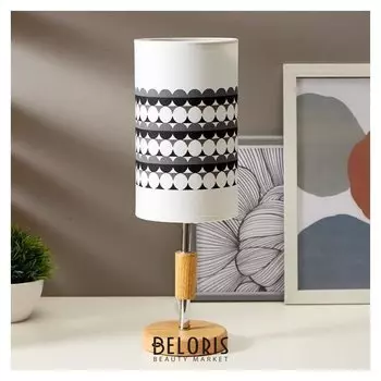 Лампа настольная 16010/1 E14 40вт дерево-хром 12,5х12,5х39 см