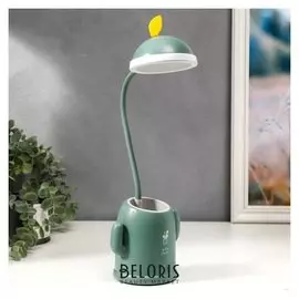 Лампа настольная 16049/1 10хled 4Вт 3 режима АКБ USB зеленый 8,5х11,5х37 см