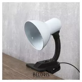 Лампа настольная е27, с выкл. на зажиме (220в) белая 26х13х11