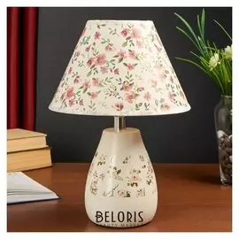 Лампа настольная керамика "Мелкие цветочки" белый 1х40вт Е14 33х22х22 см