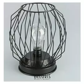 Лампа настольная лофт "Гараж" чёрная от батареек 2xааа 19х16х16 см