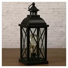 Лампа настольная лофт + подвес "Фонарь с лампой" чёрная от батареек 3ааа 35х13,5х13,5 см