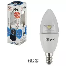 Лампа светодиодная эра, 7 (60) Вт, цоколь E14, "Прозрачная свеча", холодный белый свет, 30000 ч., LED Smdb35-7w-840-e14-clear, B35-7w-840-e14c
