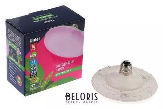 Лампа светодиодная для растений Uniel, U150, е27, 16 Вт, 150 мм, матовая