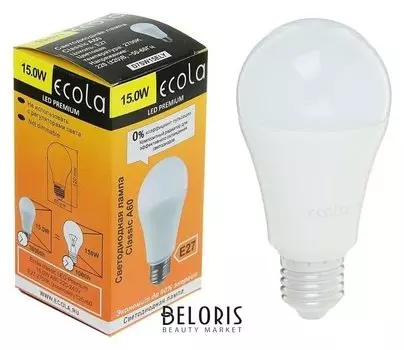 Лампа светодиодная Ecola, а60, 15 Вт, е27, 2700 К, 120 х 60 мм, матовый шар