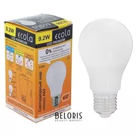 Лампа светодиодная Ecola, A60, е27, 9.2 Вт, 2700 К, 360°, композит
