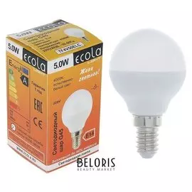 Лампа светодиодная Ecola, G45, 5 Вт, е14, 4000 K, 77x45 мм, дневной белый