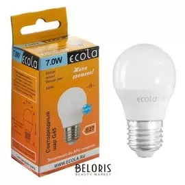 Лампа светодиодная Ecola Globe "Шар", G45, 7 Вт, е27, 6500 К, 220 В, 82х45 мм