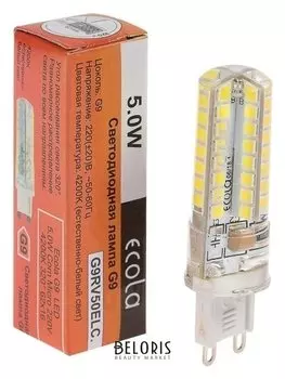 Лампа светодиодная Ecola LED Corn Micro, 5 Вт, G9, 4200 K, 320°, 50x15 мм, дневной белый