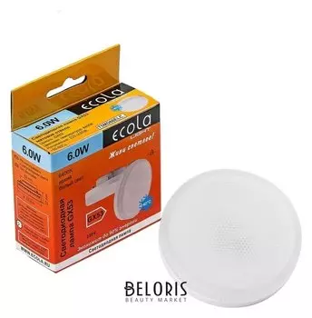 Лампа светодиодная Ecola Light, 6 Вт, Gx53, 6400 K, 27x75 мм, матовое стекло