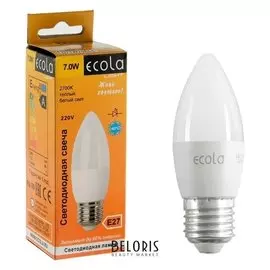 Лампа светодиодная Ecola Light Candle Led, 7 Вт, E27, 2700 K, 103 X 37 мм