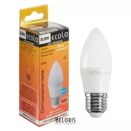 Лампа светодиодная Ecola Premium "Свеча", 8 Вт, е27, 4000 К, 220 В, 100х37 мм