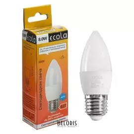 Лампа светодиодная Ecola "Свеча", 8 Вт, е27, 6500 К, 220 В, 103х37 мм