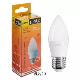 Лампа светодиодная Ecola "Свеча", 8 Вт, е27, 2700 К, 220 В, 103х37 мм