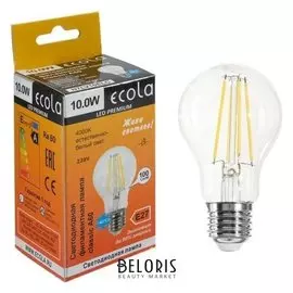 Лампа светодиодная филаментная Ecola Classic Premium, а60, 10 Вт, е27, 4000 К, 360°, 220 В