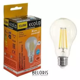 Лампа светодиодная филаментная Ecola Classic Premium, а65, 13 Вт, е27, 2700 К, 360°, 220 В