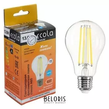 Лампа светодиодная филаментная Ecola Classic Premium, а65, 13 Вт, е27, 4000 К, 360°, 220 В