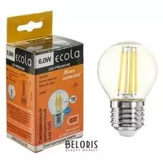 Лампа светодиодная филаментная Ecola Globe Premium "Шар", G45, 6 Вт, е27, 4000 к,360°, 220 В