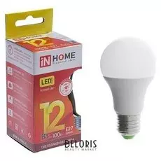 Лампа светодиодная IN Home Led-a60-vc, е27, 12 Вт, 230 В, 3000 К, 1080 Лм