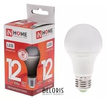 Лампа светодиодная IN Home Led-a60-vc, е27, 12 Вт, 230 В, 6500 К, 1080 Лм