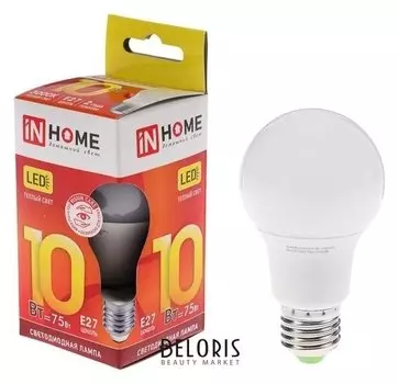 Лампа светодиодная IN Home Led-a60-vc, е27, 10 Вт, 230 В, 3000 К, 900 Лм