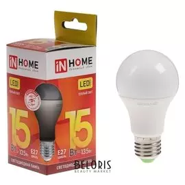 Лампа светодиодная IN Home Led-a60-vc, е27, 15 Вт, 230 В, 3000 К, 1350 Лм