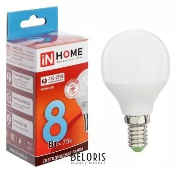 Лампа светодиодная IN Home Led-шар-vc, е14, 8 Вт, 230 В, 4000 К, 720 Лм