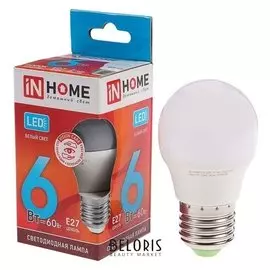 Лампа светодиодная IN Home Led-шар-vc, е27, 6 Вт, 230 В, 4000 К, 480 Лм