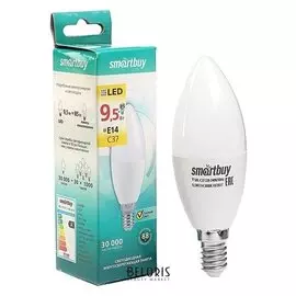 Лампа светодиодная Smartbuy, C37, е14, 9.5 Вт, 3000 К, теплый белый свет