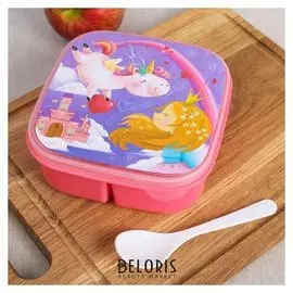 Ланч-бокс с ложкой "Единорог", 400 мл
