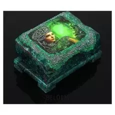 Ларец "Хозяйка медной горы №2" 15х10х7 см, каменная крошка, змеевик