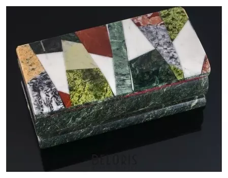 Ларец "Мозайка" 15х7х5,5 см, змеевик, креноид, лемезит, офиокальцит, мрамор