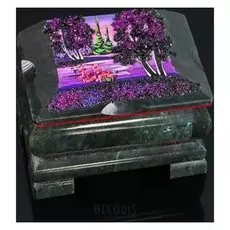 Ларец "Ночь" 9х6,5х6 см, каменная крошка, змеевик